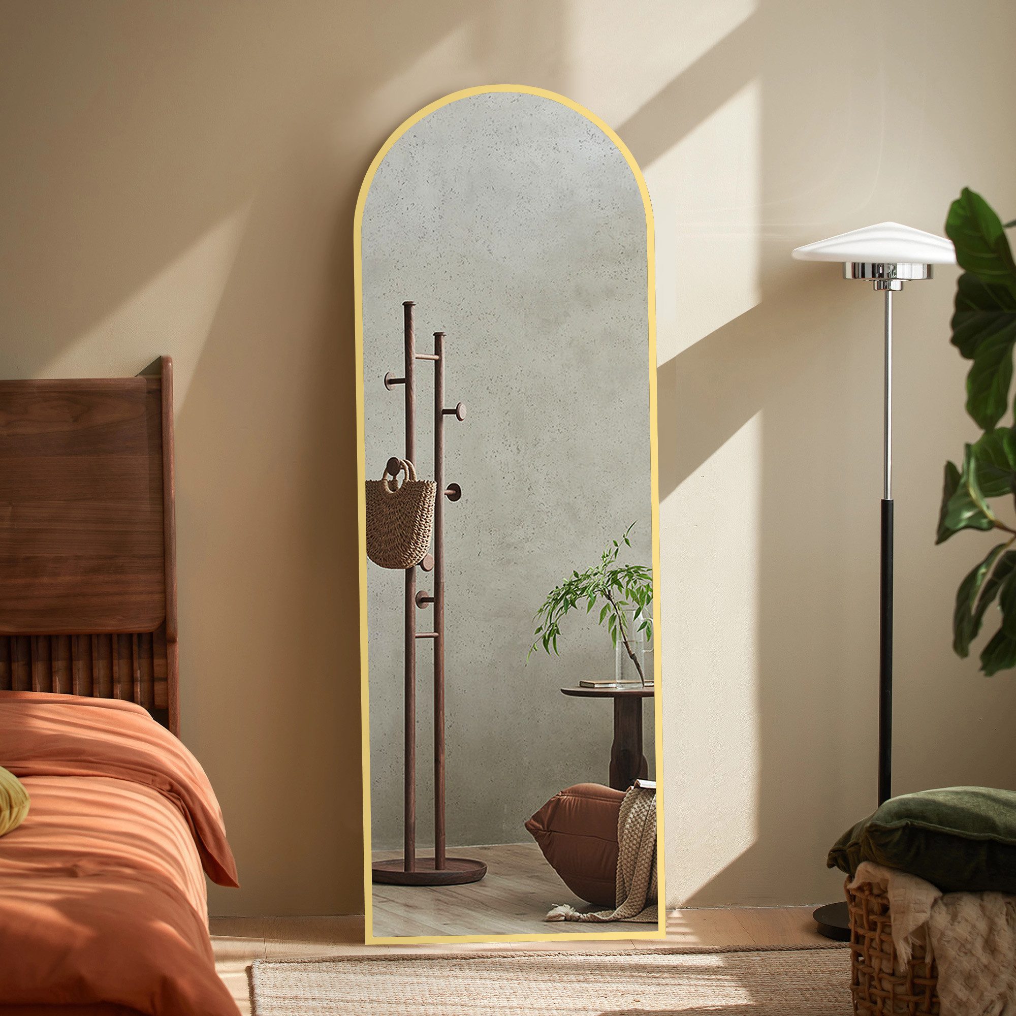 Boromal Ganzkörperspiegel Schwarz Weiß Rahmen Standspiegel Oval Wandspiegel Groß Wand Ganzkörper (für Schlafzimmer Badezimmer Wohnzimmer Arched), Spiegel Rund