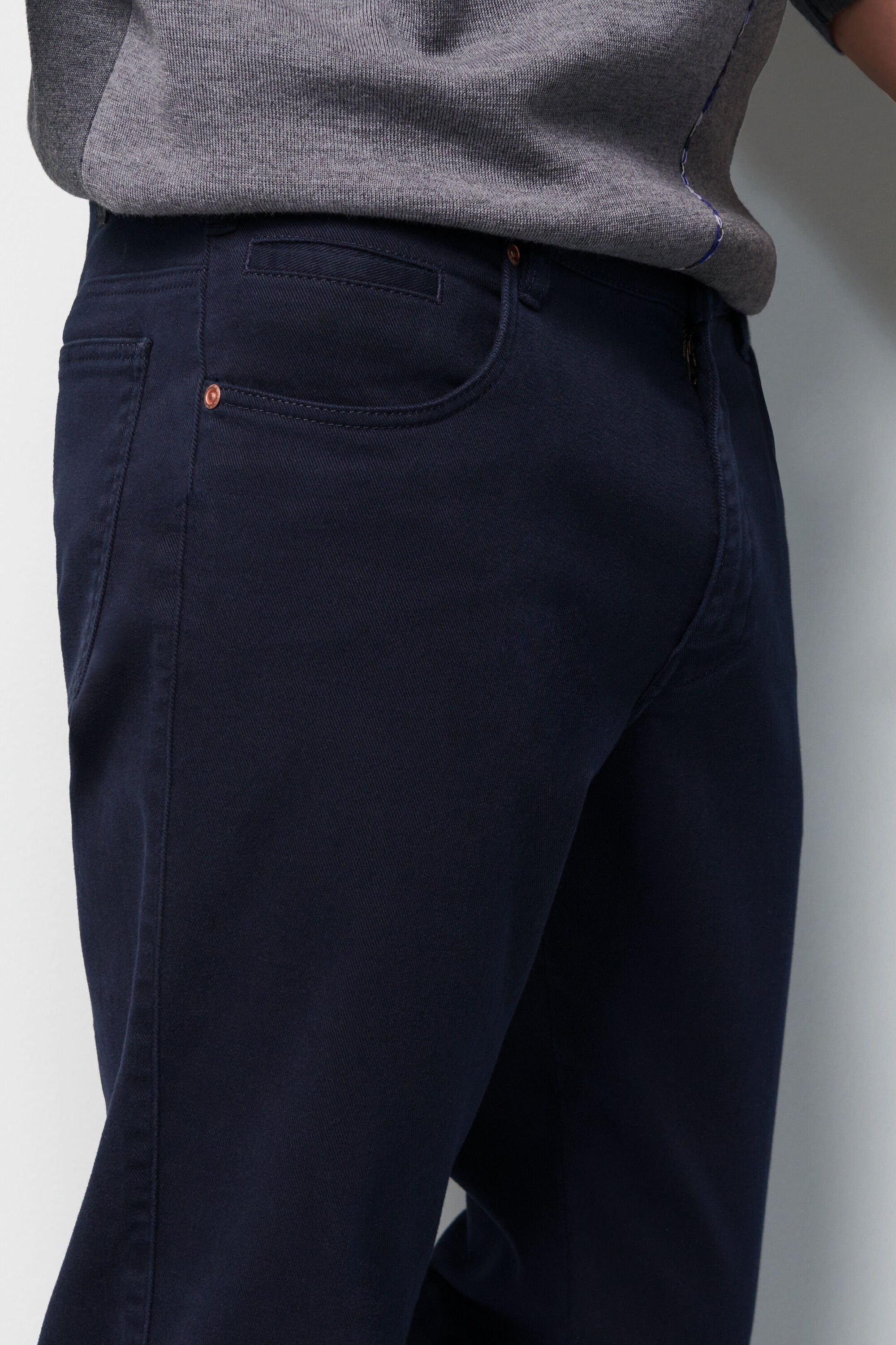 Design unifarbenem marine MEYER im 5-Pocket-Jeans