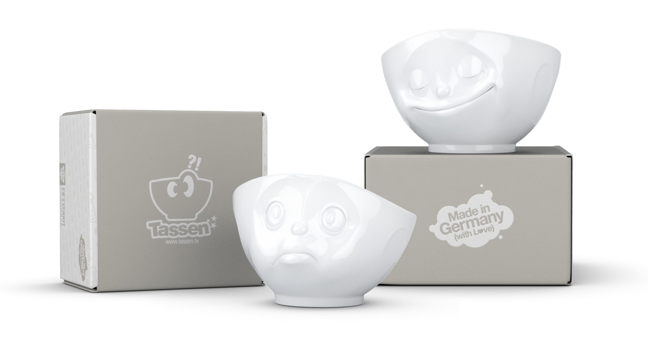 FIFTYEIGHT PRODUCTS Müslischale Schalen-Sets 2-tlg. je 500 ml, Salatschalen Suppenschalen, Hartporzellan Hotelqualität, spülmaschinenfest und mikrowellengeeignet, (Kombi-Set, 2-tlg), 100% Made in Germany