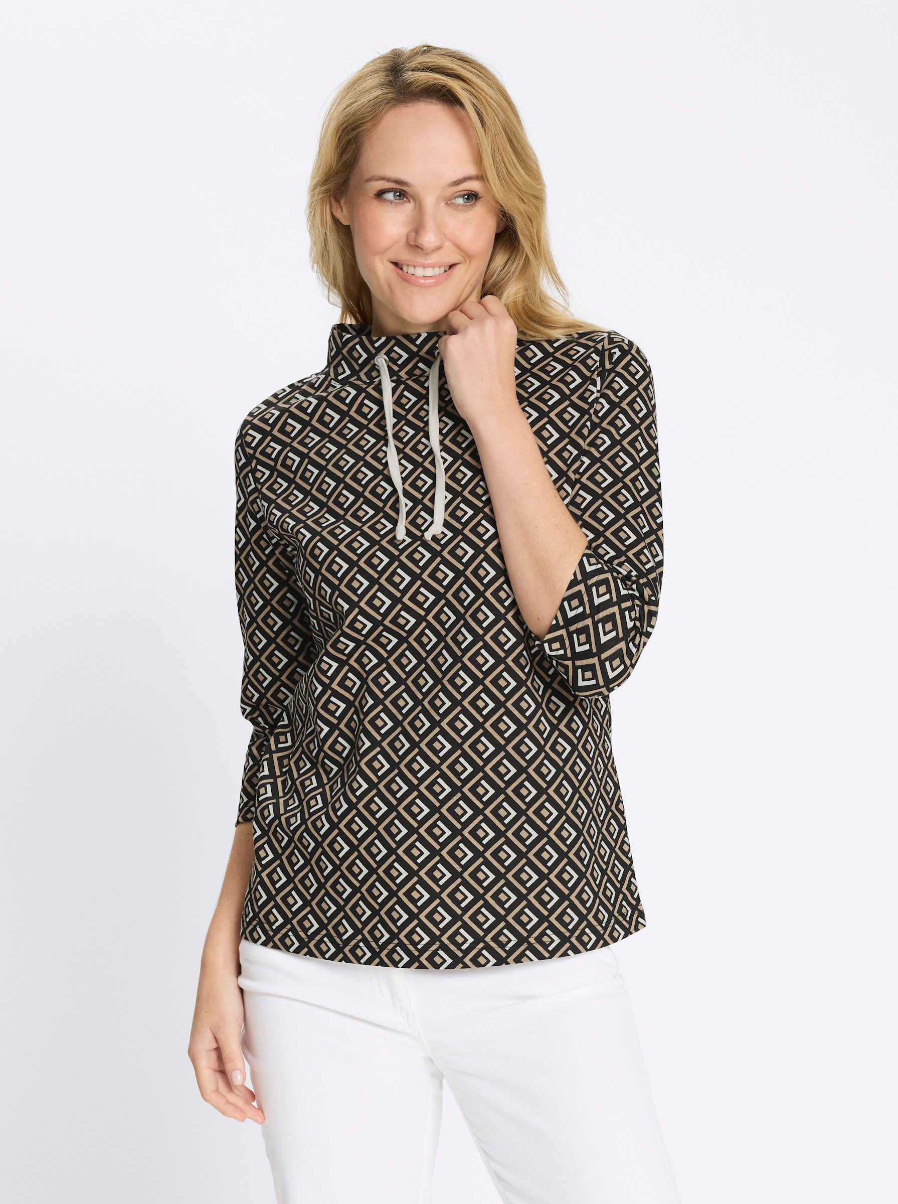 Sieh an! T-Shirt Stehkragenshirt . günstig online kaufen