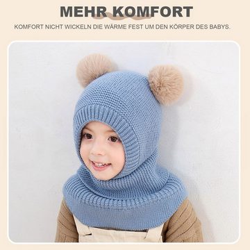 Daisred Fleecemütze Wintermütze Kinder Schal Baby Mütze Warme Strickmütze