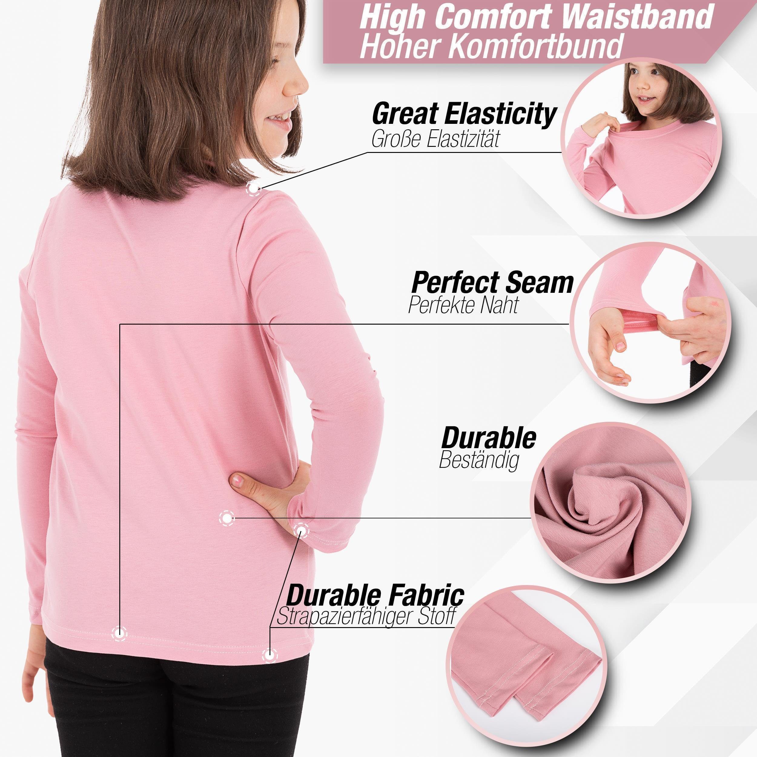 LOREZA Unterhemd 3er Set Mädchen Langarmshirts - Basics - Mehrfarbig (Set, 3-St., 3er-Pack)