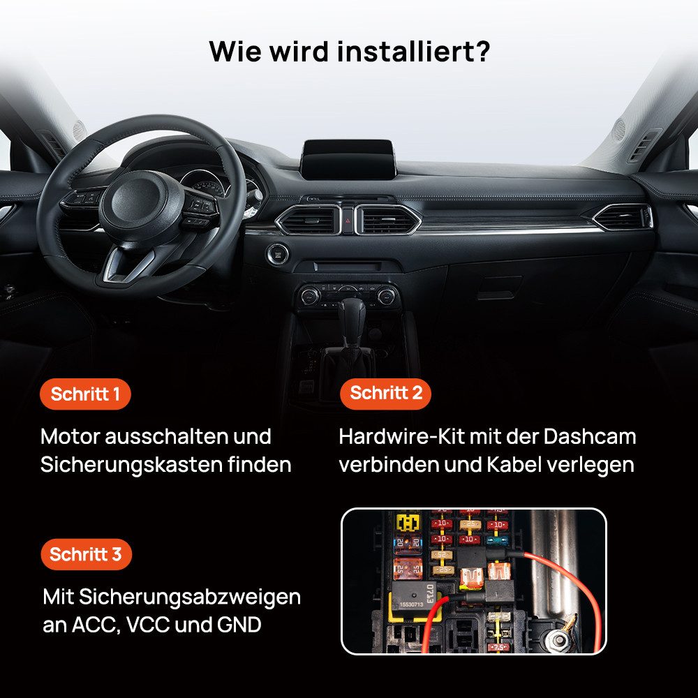 70mai Einstellbares Hardwire Kit UP06 für Dashcam (für 70mai Dashcam 4K Omni X800, M310, A510, A810, A800SE, T800)