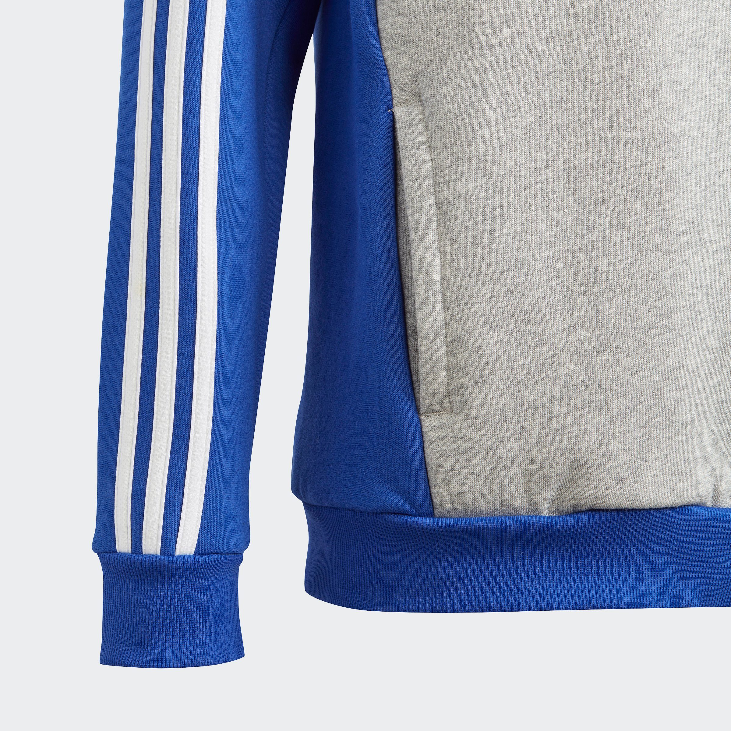 adidas Sportswear Kapuzensweatshirt HOODIE 3STREIFEN Heather COLORBLOCK KIDS Blue Semi Lucid / TIBERIO Grey White Medium 