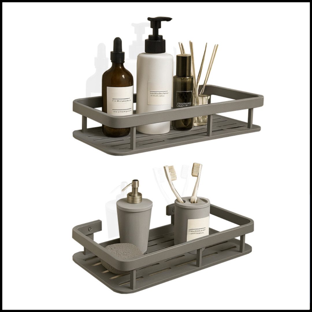 LIVINA HOME Duschablage ohne Bohren, Duschablage zum hängen, Duschkorb in schwarz, 1-tlg., Badregal, Duschregal, Duschzubehör, Badezimmerorganizer, +4 Haken