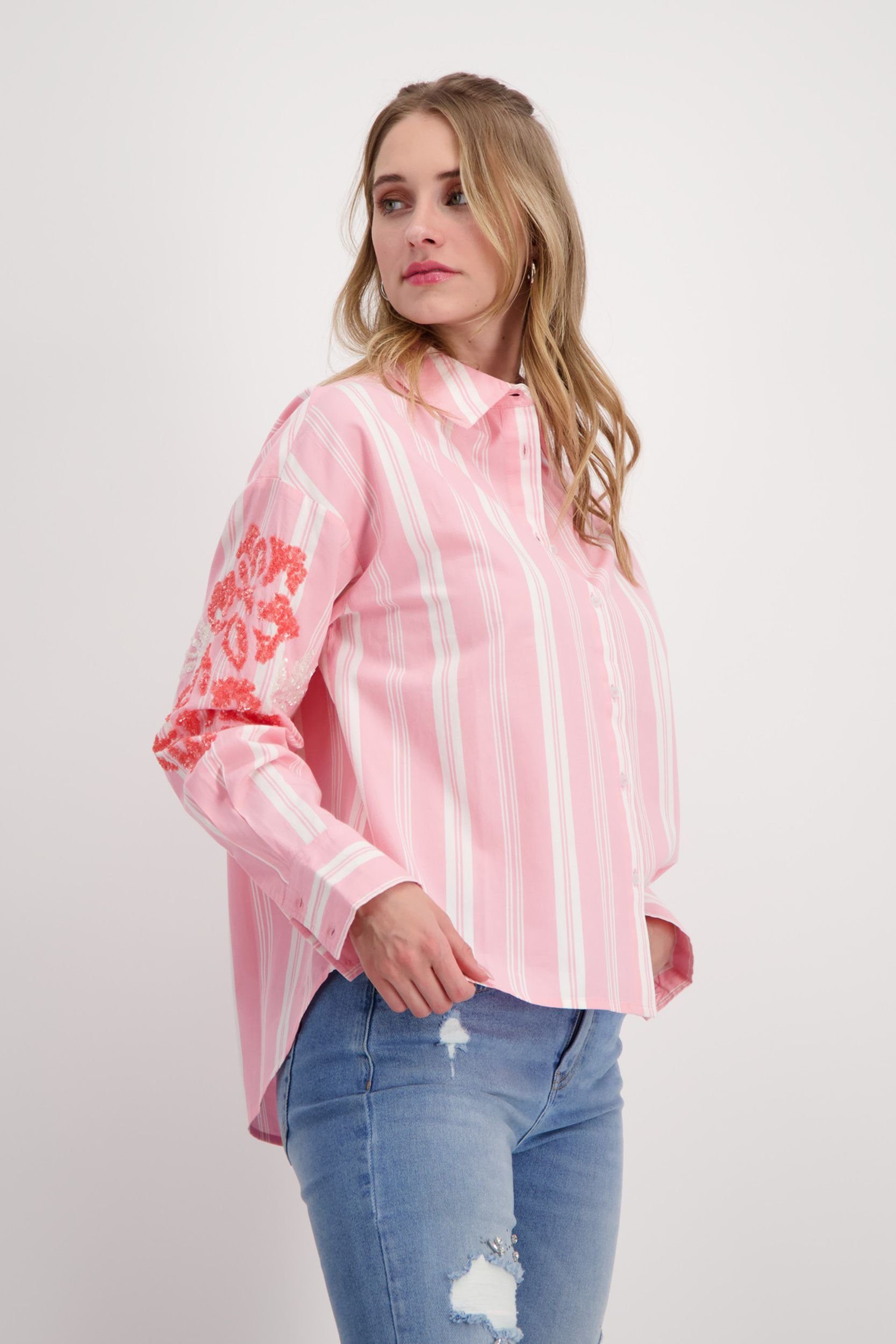 Monari Druckbluse Bluse, pink smoothie gemustert