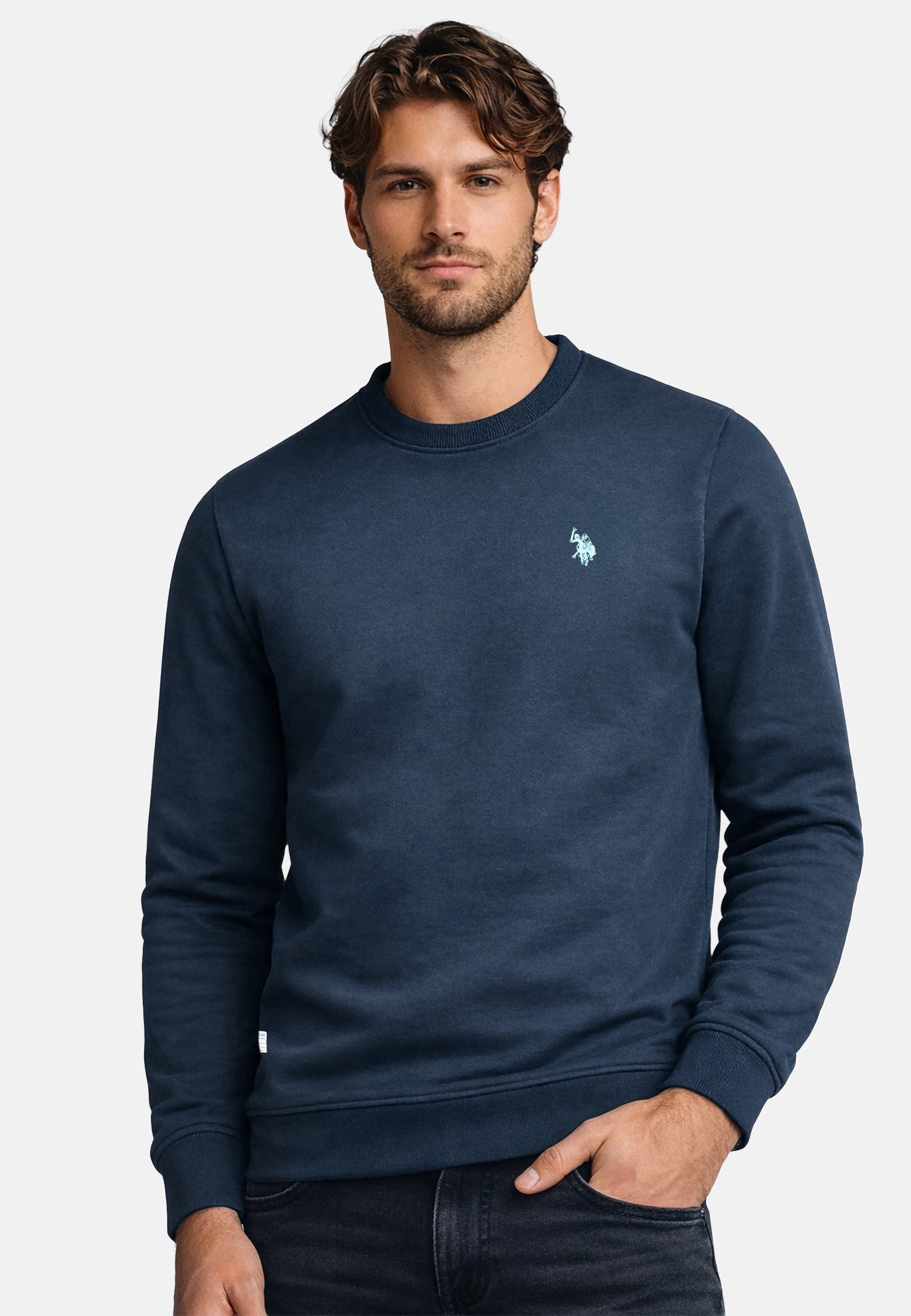 U.S. Polo Assn. Sweatshirt USRexx Herren Pullover mit Rundhalsausschnitt aus Baumwolle Klassisches Sweatshirt mit Rippbündchen und Logostickerei