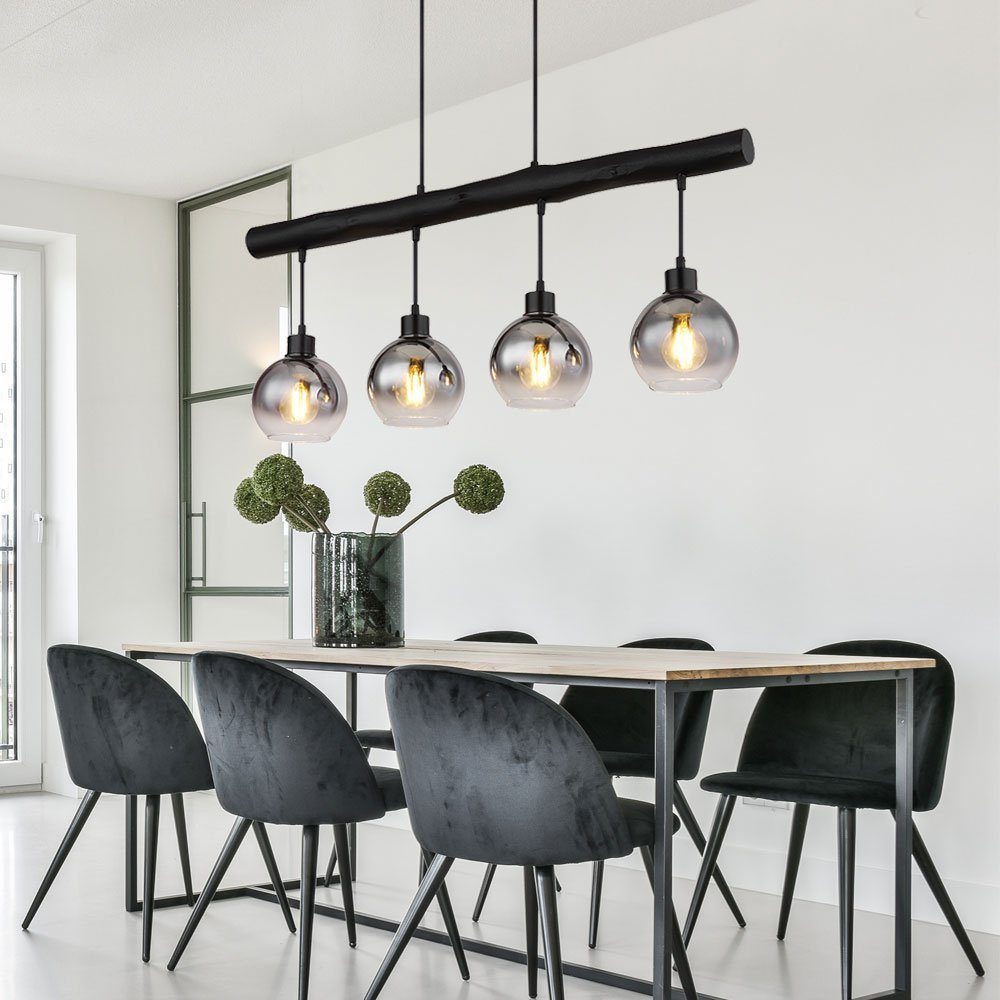 GLOBO LIGHTING LED-Hängeleuchte, Leuchtmittel inklusive, Warmweiß, Hängelampe Pendelleuchte Esstischlampe Holzbalken Rauchglas LED 120 cm