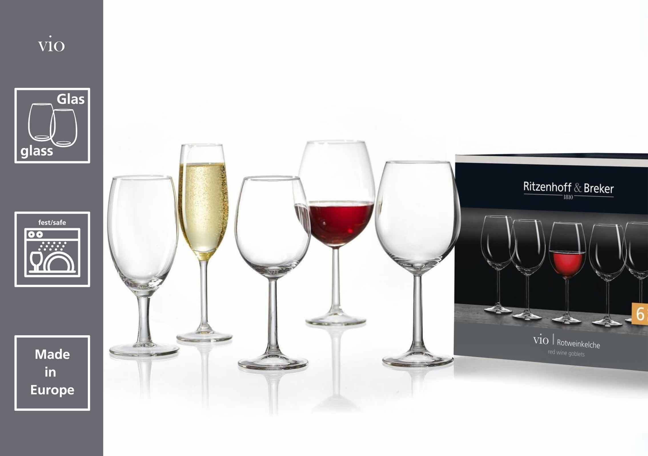 Ritzenhoff & Breker Bierglas Vio Biergläser 380 ml 6er Set, 6-tlg., Glas