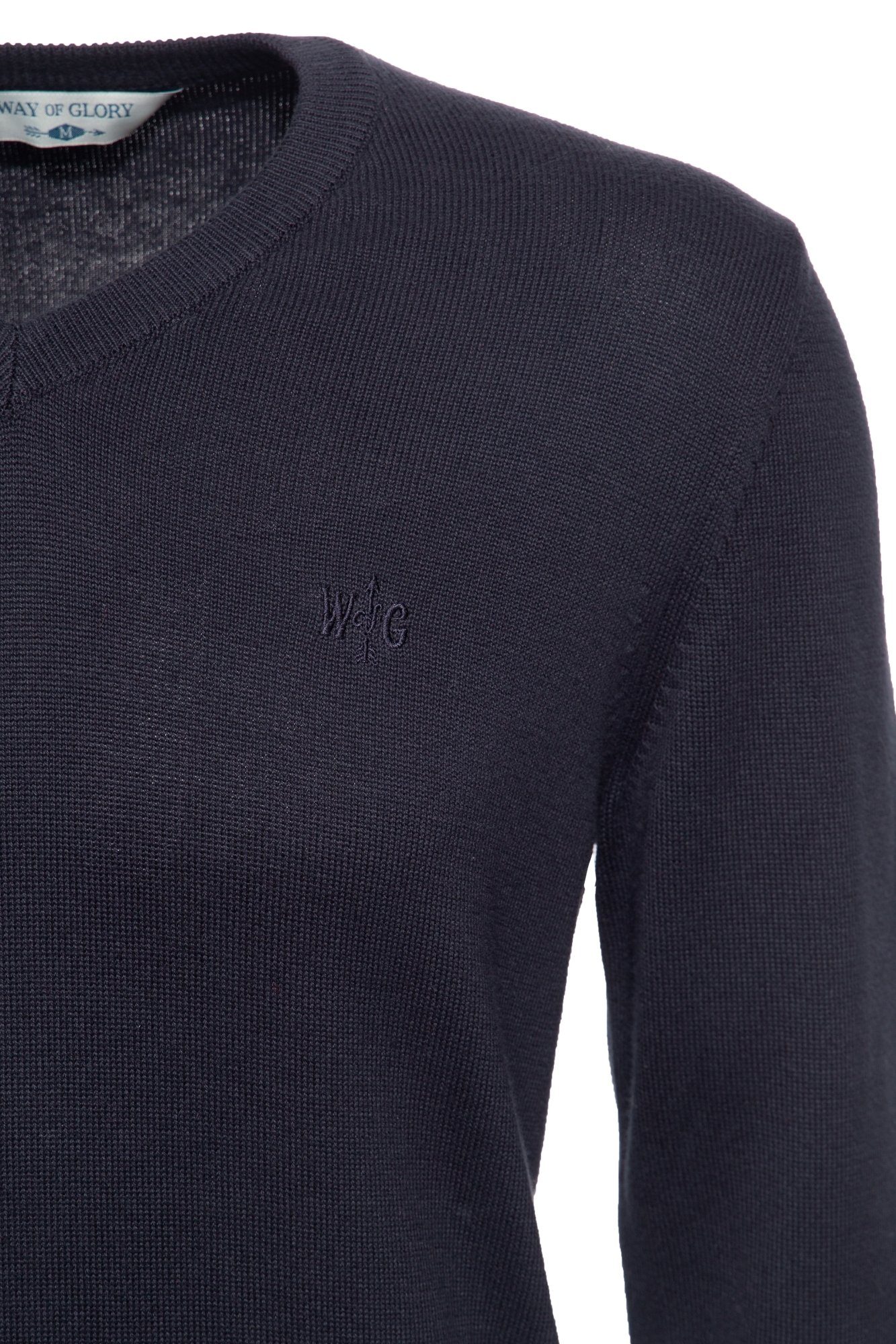 Way of Glory Strickpullover mit dezenter Logo-Stickerei auf der Brust