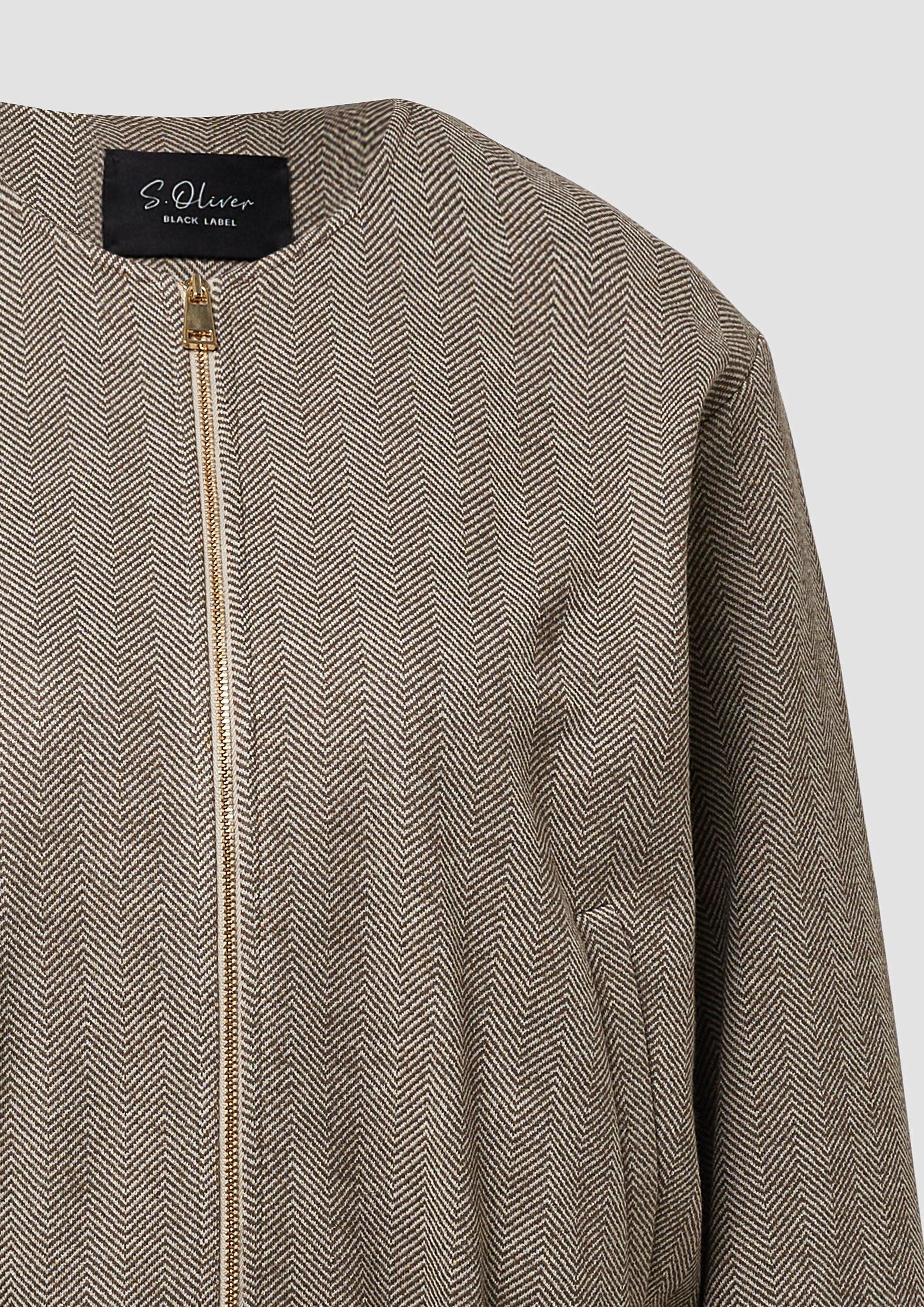 s.Oliver Funktionsjacke Indoor-Jacke Blouson mit Fischgratmuster und elastischem Saum