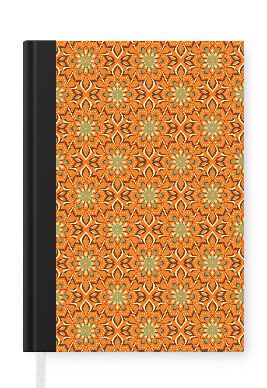 MuchoWow Notizbuch Orange - Mandala - 98 Seiten, Design Bohème Vintage, - Haushaltsbuch - Journal, Merkzettel, A5, Notizheft, Tagebuch