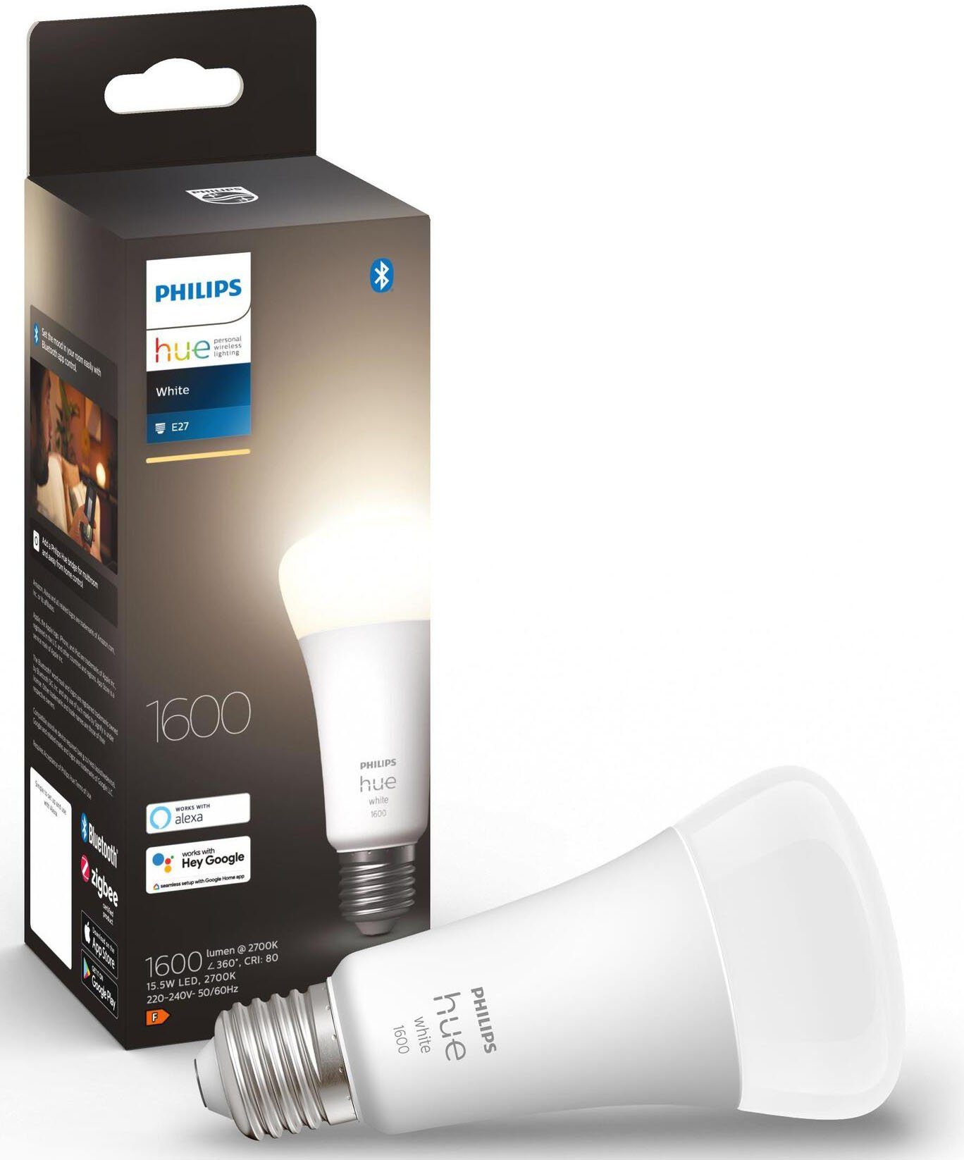 Philips Hue LED-Leuchtmittel White Einzelpack 100W!, 1 E27, St., E27 Warmweiß 1100lm