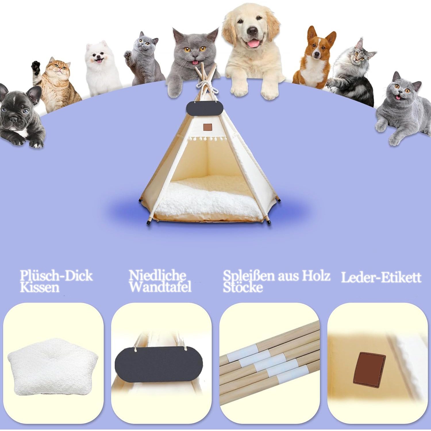 zggzerg Tierbett Hundezelt Katzenzelt mit Kissen Waschbar Haustierzelte Häu günstig online kaufen