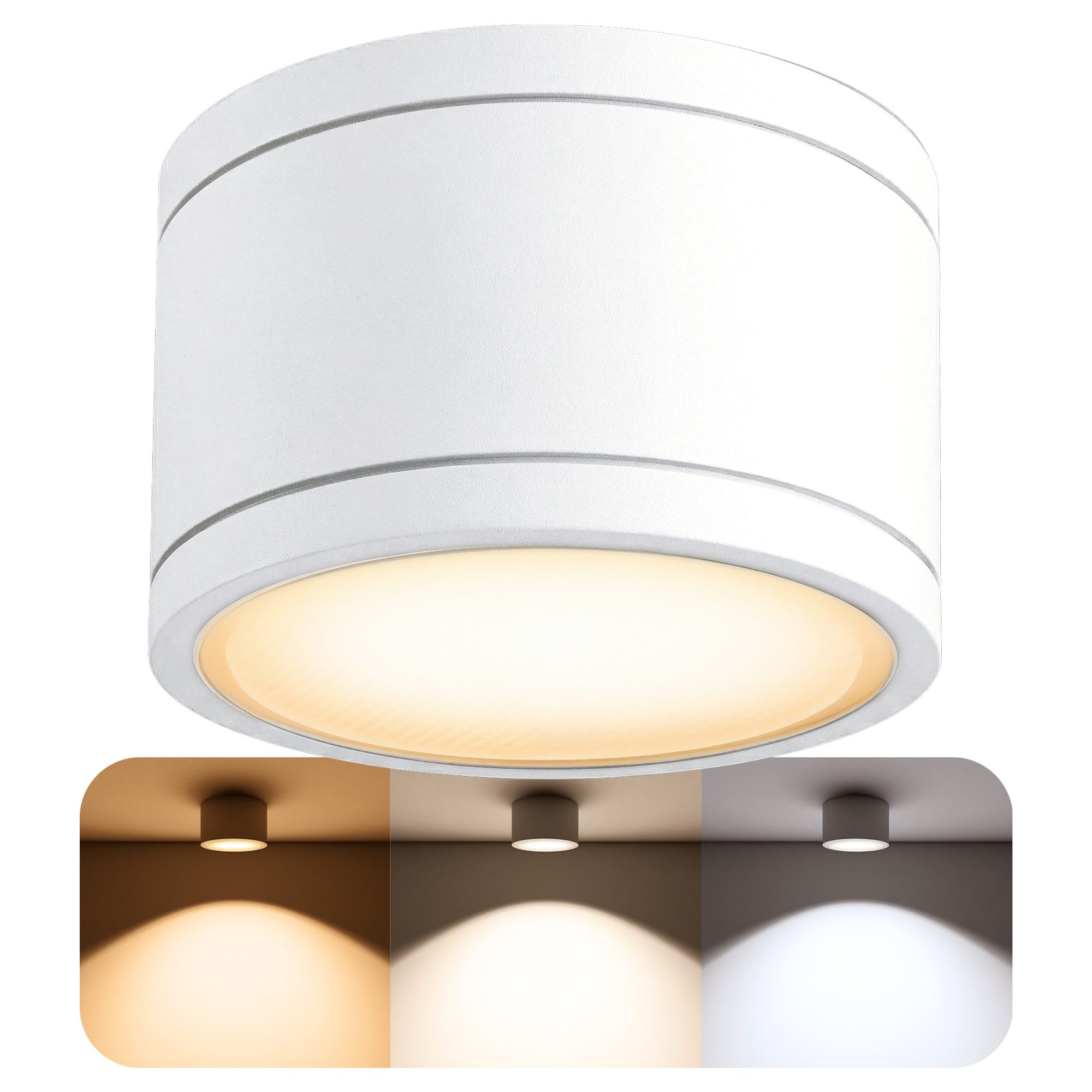 SSC-LUXon LED Außen-Deckenleuchte CELI-WX Aufbaustrahler IP44 LED GX53 drei einstellbaren Lichtfarben, Neutralweiß, Warmweiß, Tageslichtweiß
