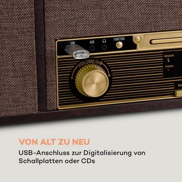 Auna »Belle Epoque 1912 Retro-Plattenspieler CD BT USB DAB+/UKW braun« Plattenspieler (Bluetooth)