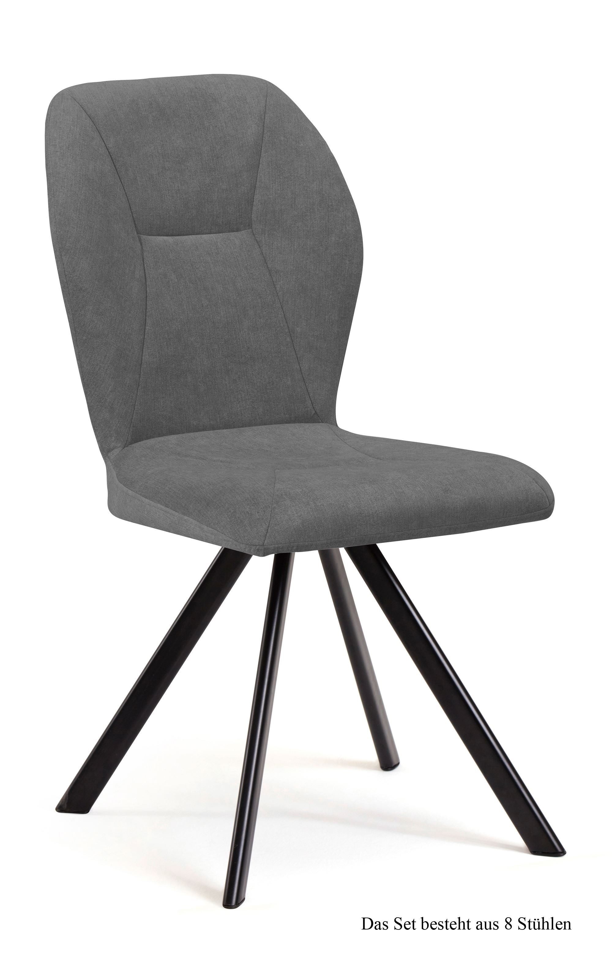 58 aufm Kessel Esszimmerstuhl Küchenstuhl (2er-Set) Delta 51x92x60 Schwarz/Espresso (Lieferung bis Verwendungsstelle, 8 St), Stabiles Gestell aus Metall pflegeleichter Bezug aus Microfaser