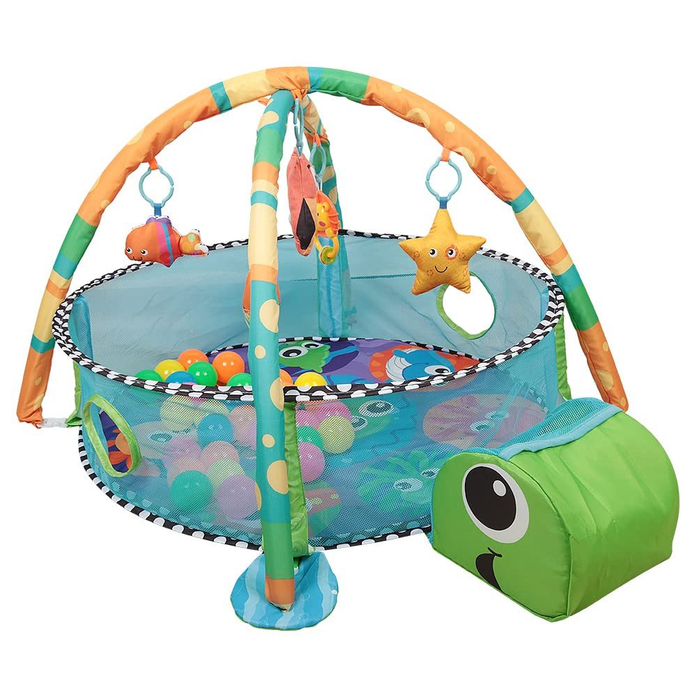 Krabbeldecke 3 in 1 Schildkröte Erlebnisdecke mit Spielbögen Bällebad, OUNUO – Bild 2 von 5