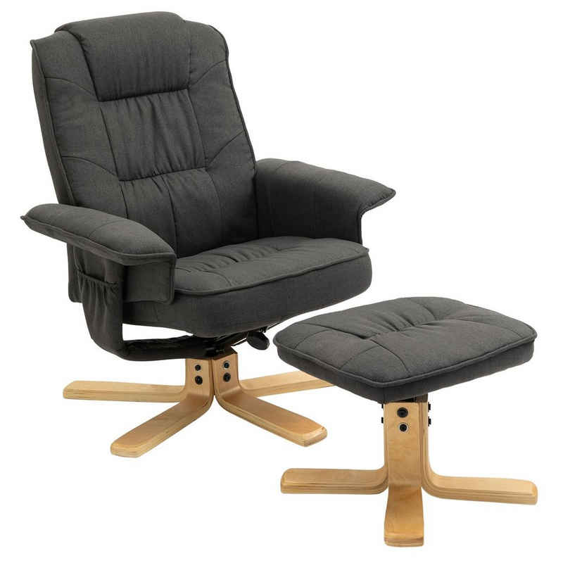 IDIMEX Relaxsessel CHARLY, Relaxsessel mit Hocker Fernsehsessel Drehsessel Polstersessel Stoff an