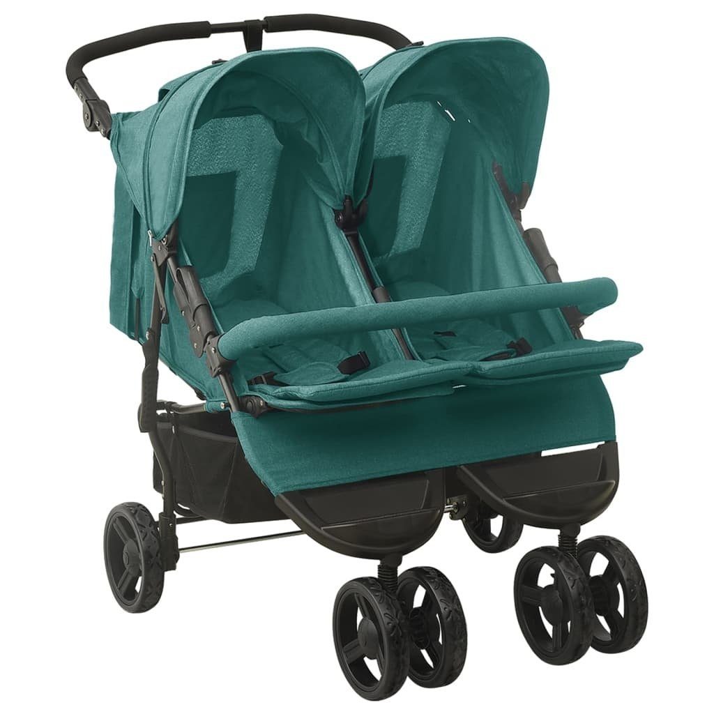 Kinder-Buggy aus Stahl, Leinenstoff in Grün