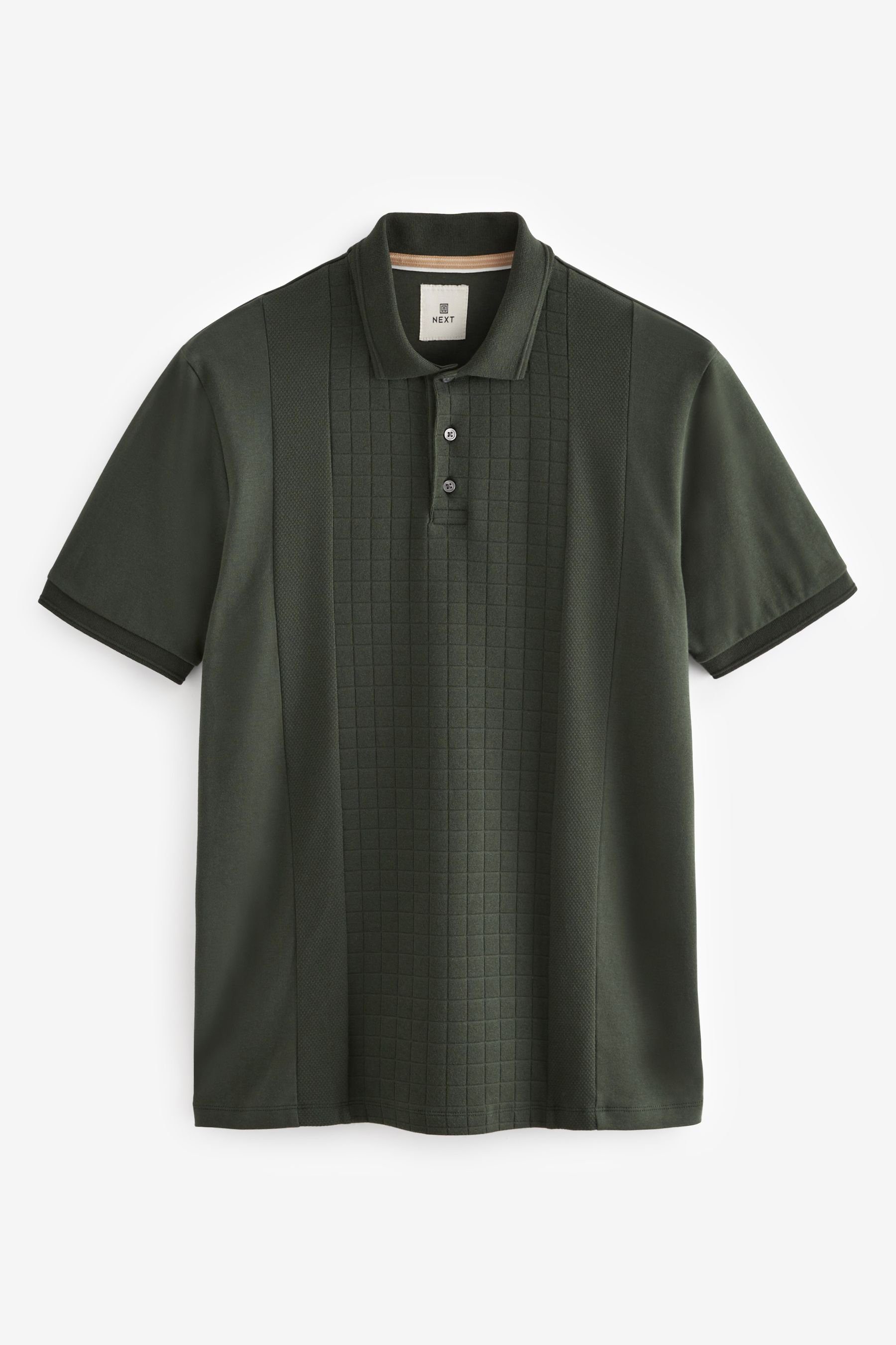 Next Poloshirt Strukturiertes Poloshirt in Blockfarben (1-tlg) Green