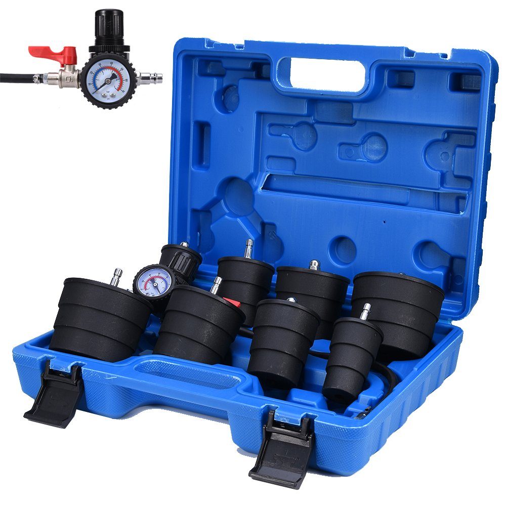 XERSEK Montagewerkzeug 9tlg Turbolader Ladeluft System Adapter Set Ladeluftkühler Abdrücksatz, Prüfwerkzeuge für Ladeluftschläuche
