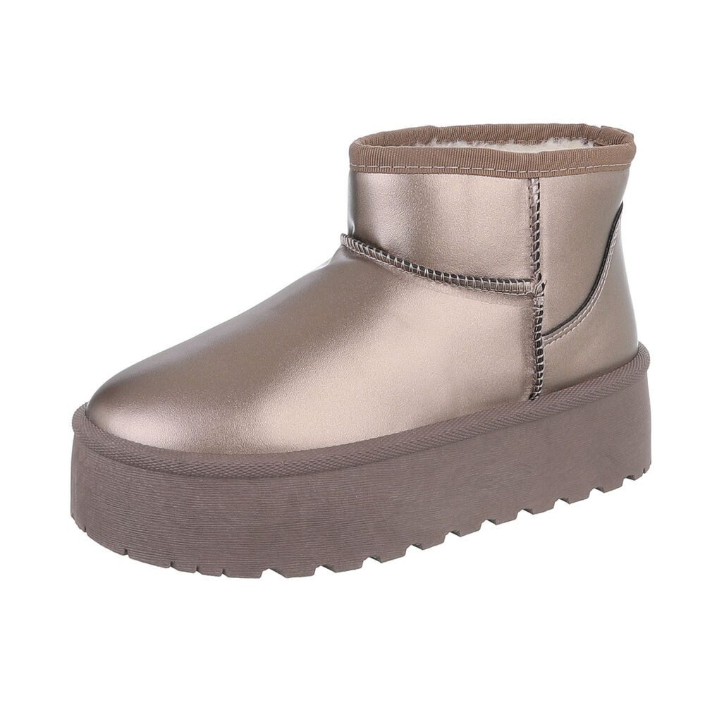 Ital-Design Damen Snowboots Freizeit Snowboots Plateaustiefeletten Snowboots (87124649) Flach Plateaustiefeletten in Bronze