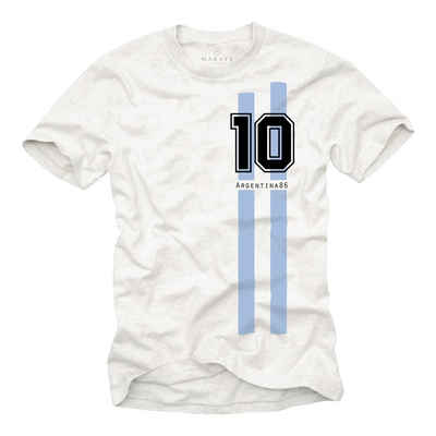 MAKAYA T-Shirt Herren Argentinien Fußball Trikot Diego 10 Argentina 86 Fahne Flagge mit Druck, aus Baumwolle