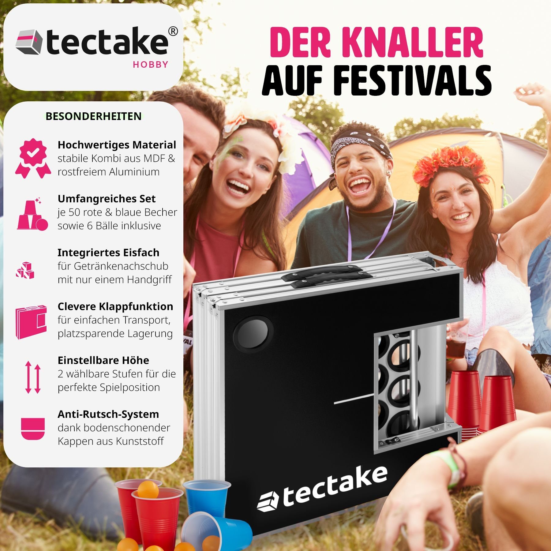 tectake Spieltisch Bierpong-Tisch, aus Aluminium mit günstig online kaufen