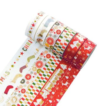 Lubgitsr Klebeband Weihnachts Washi Klebeband,12 Rollen Washi-Klebeband Dekoratives (12-St)