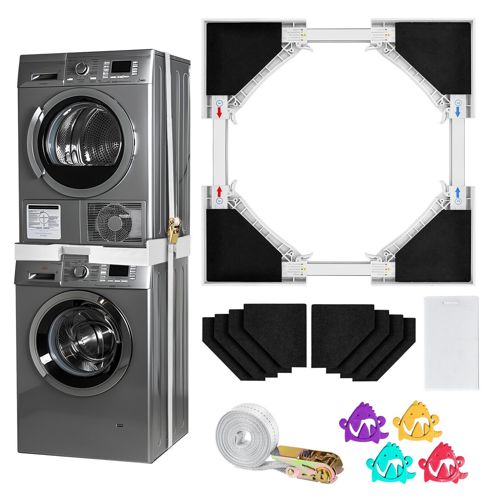 Youyijia Waschmaschinenuntergestell Verbindungsrahmen für Wäschetrockner 46-76cm mit Ratschenseil