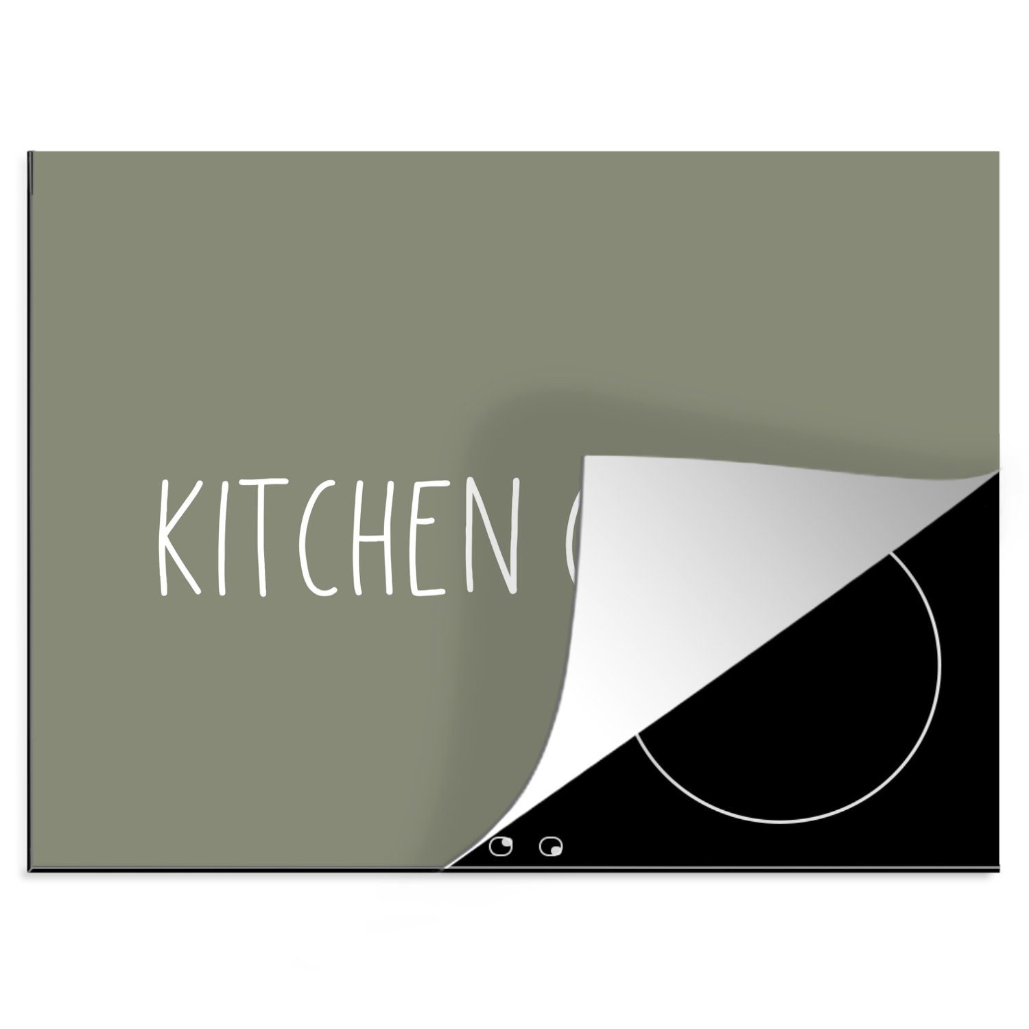 Küche Frau, - Zitate Vinyl, Küchenkönigin MuchoWow - Arbeitsfläche Mobile Sprichwörter - cm, nutzbar, - tlg), 60x52 Ceranfeldabdeckung (1 Herdblende-/Abdeckplatte