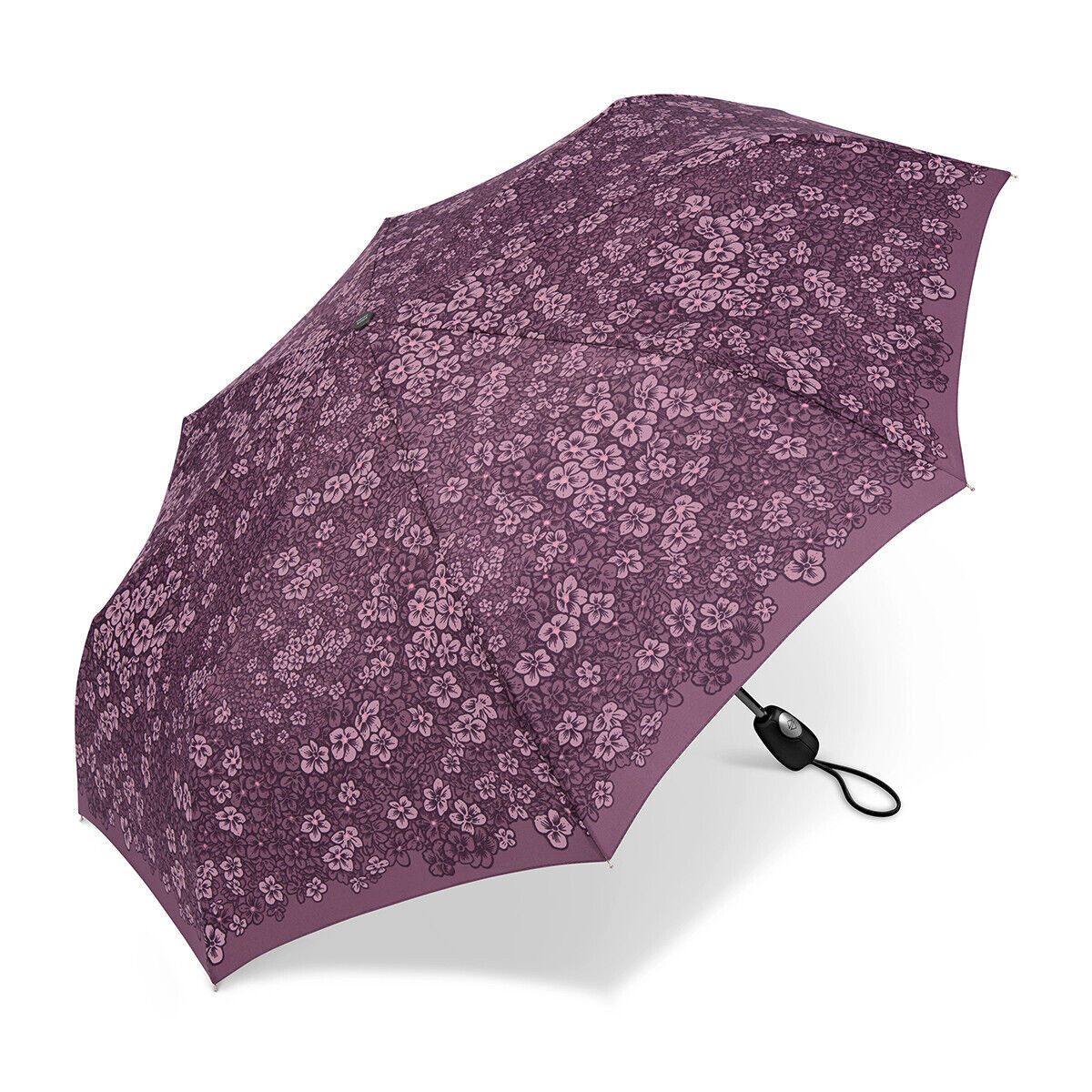 Pierre Cardin Taschenregenschirm Damen Regenschirm mit Auf-Zu Automatik Hydrangea rose, wunderschönes Hortensienmuster