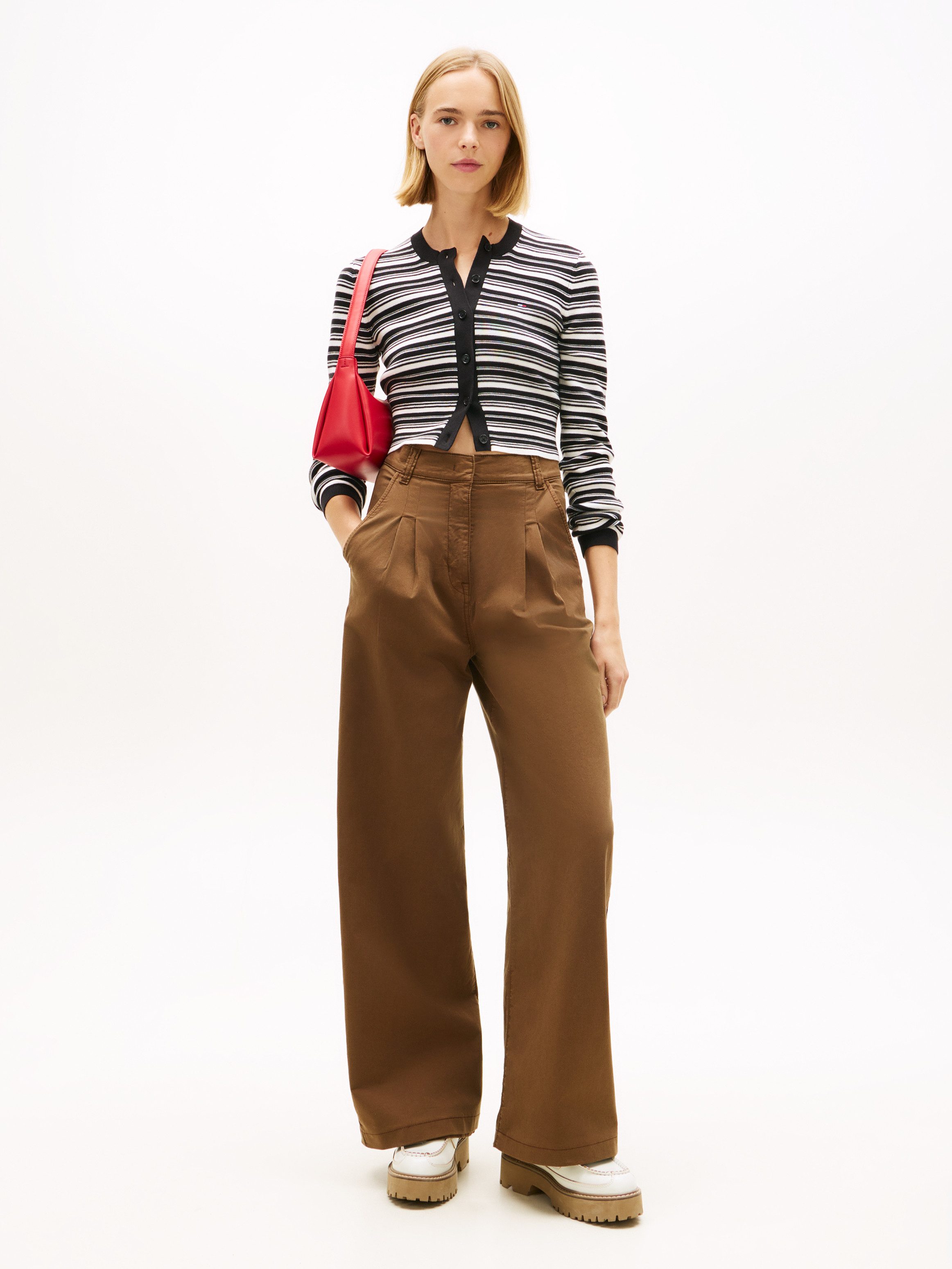 Tommy Jeans Strickjacke TJW CREW NECK STRIPE CARDI EXT reine Baumwolle, Streifen Look