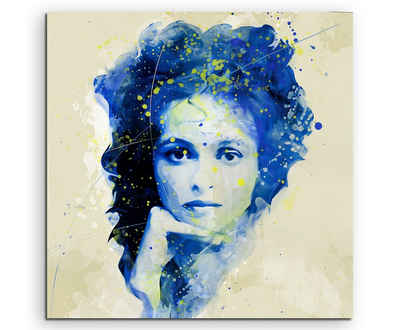 Sinus Art Leinwandbild Helena Bonham I Aqua 60x60cm Wandbild Aquarell Art