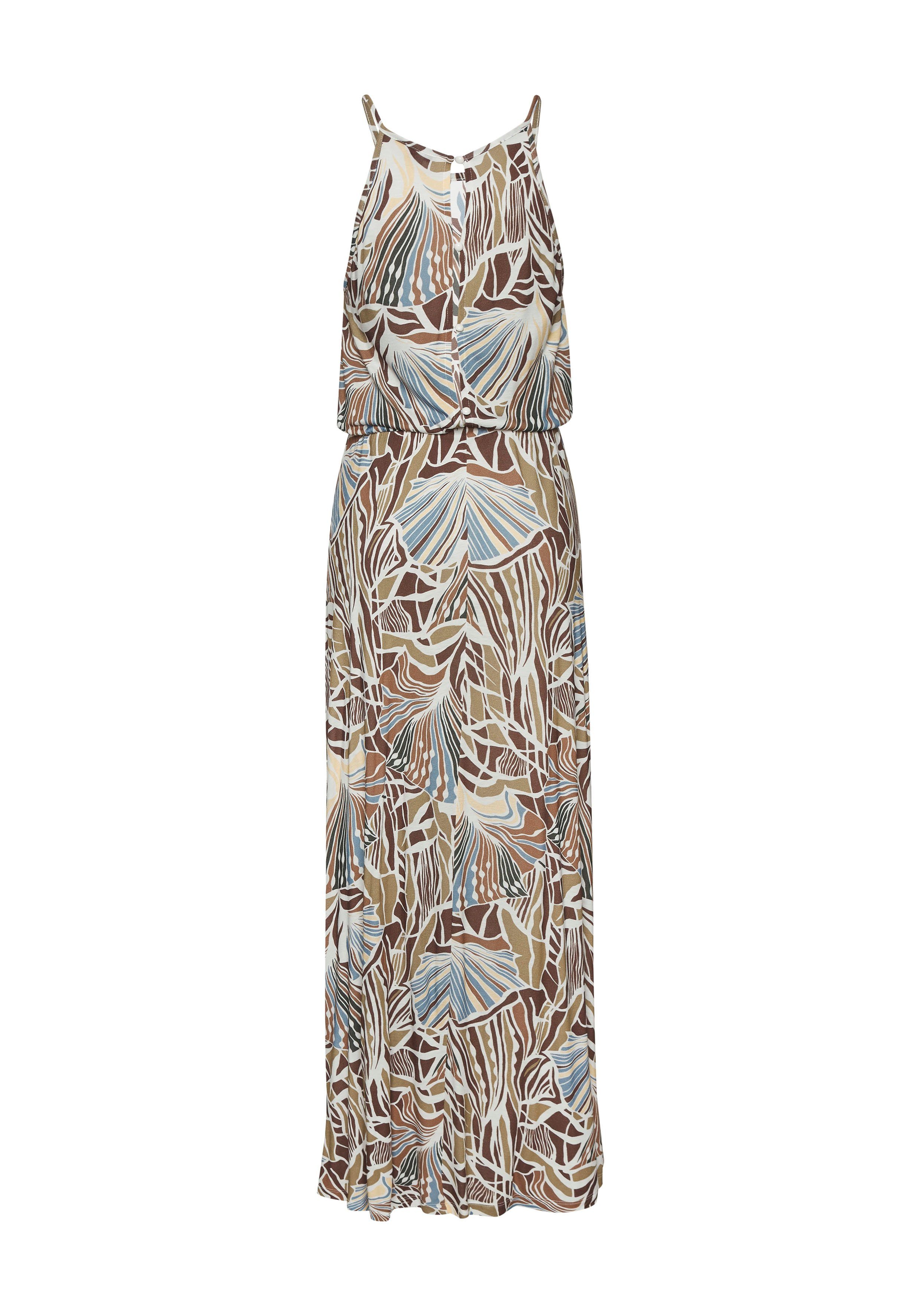 Maxikleid mit Schlitz und Knopfleiste im Rücken, mit Alloverprint