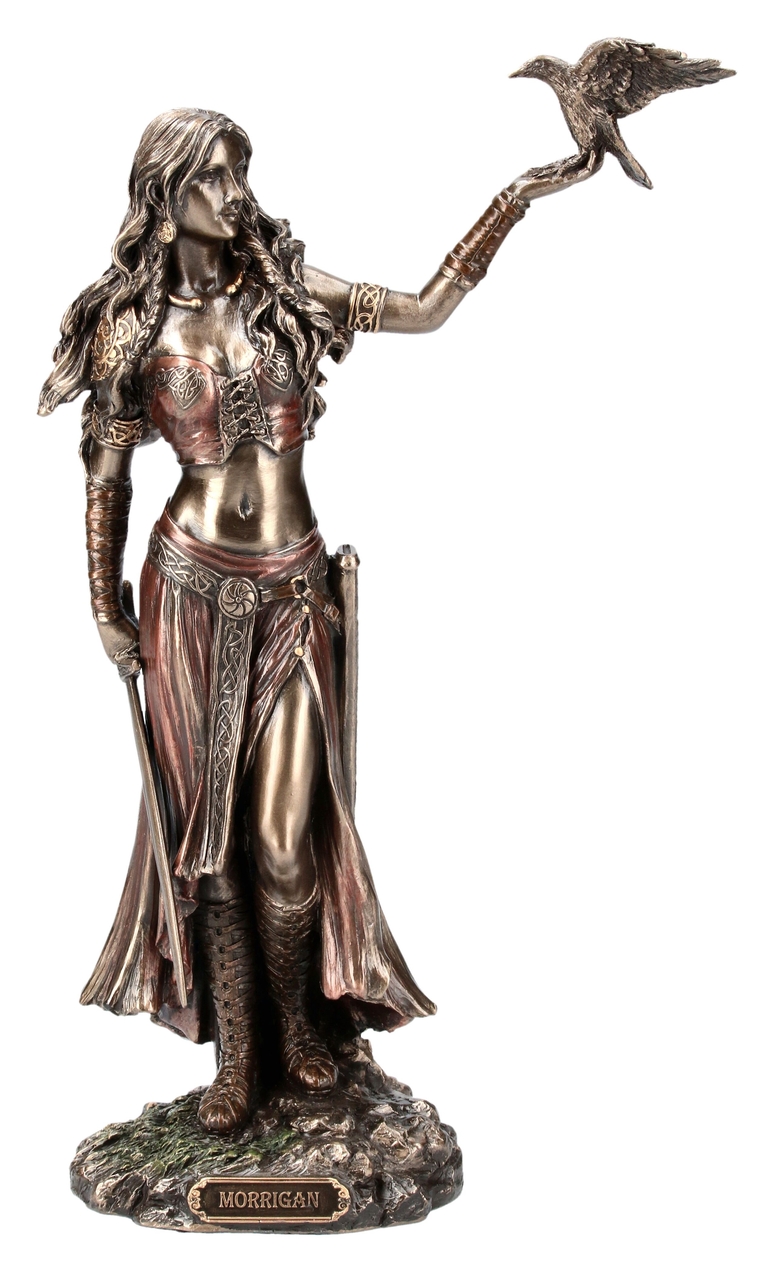 Figuren Shop GmbH Dekofigur Morrigan Figur - Keltische Göttin mit Rabe - Veronese Fantasy Deko