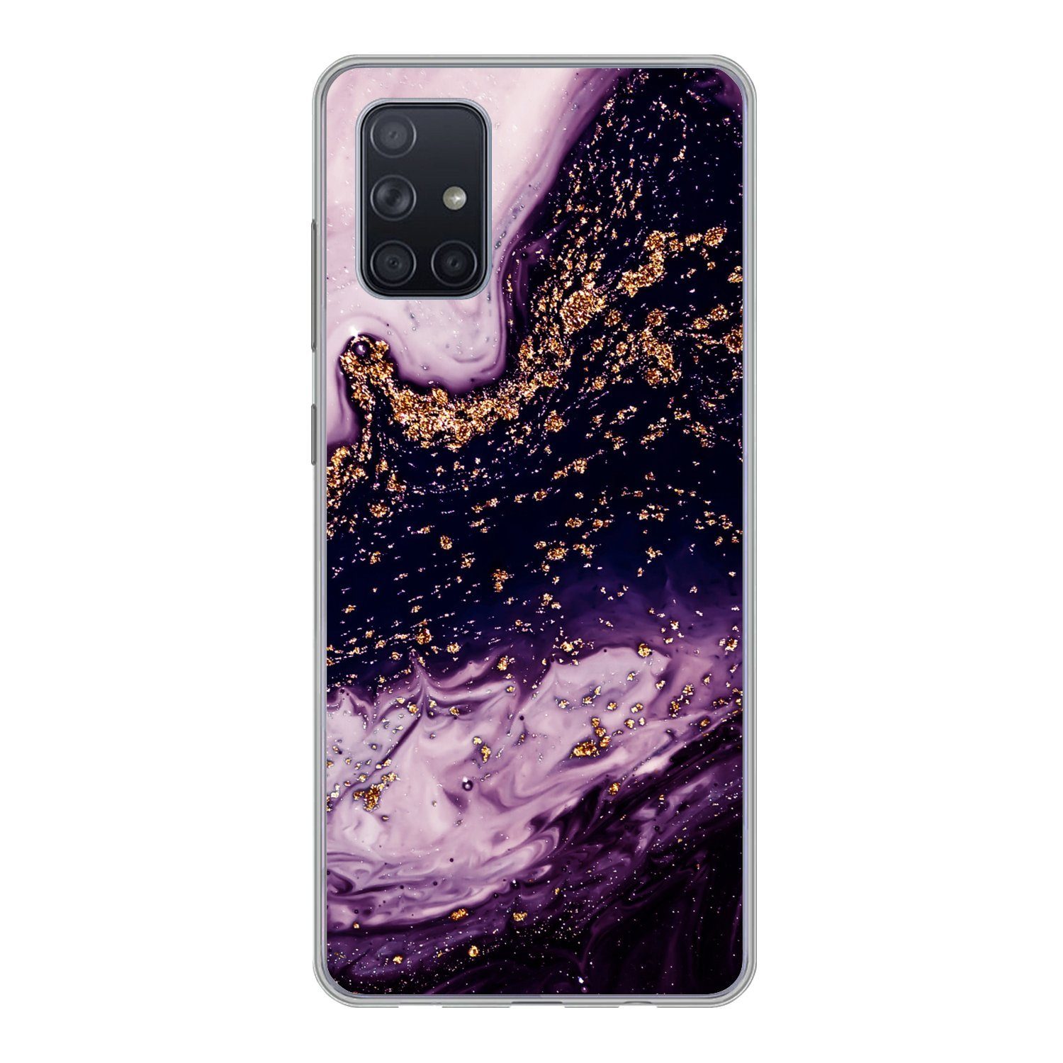 MuchoWow Handyhülle für Samsung Galaxy A51 Marmor - Gold - Naturstein, Smartphone-Bumper, Print, Handy Schutzhülle Dünn