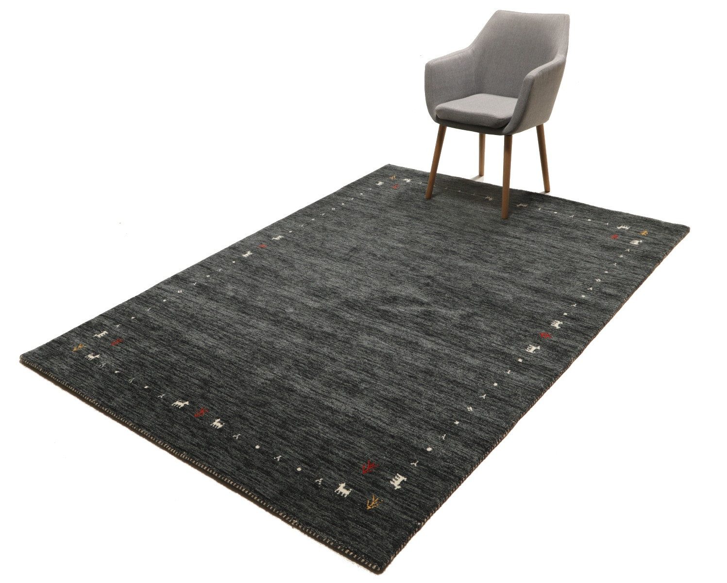 Carpet Avenue Teppich Gabbeh loom Cirque - Dunkelblau / Dunkelgrau 200x140, Rechteck, Höhe: 12 mm