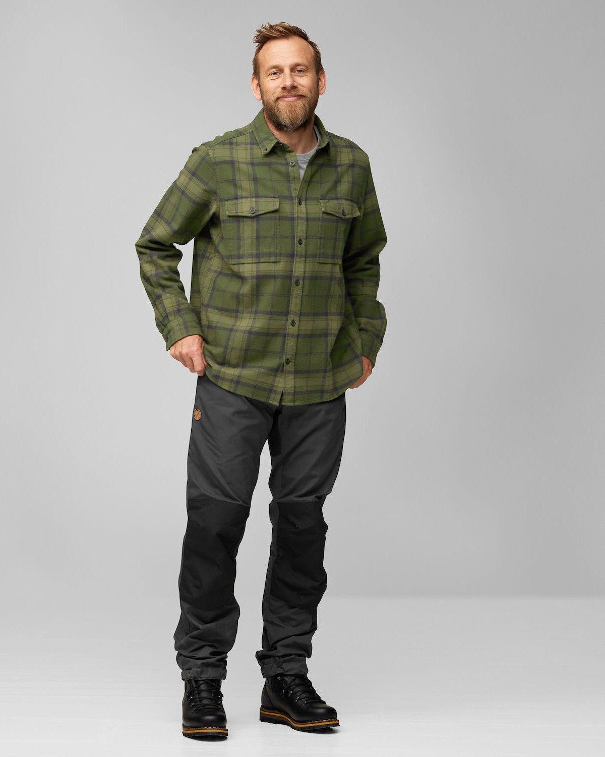 Övik Fjällräven Flanellhemd Green - Hemd Green Twill