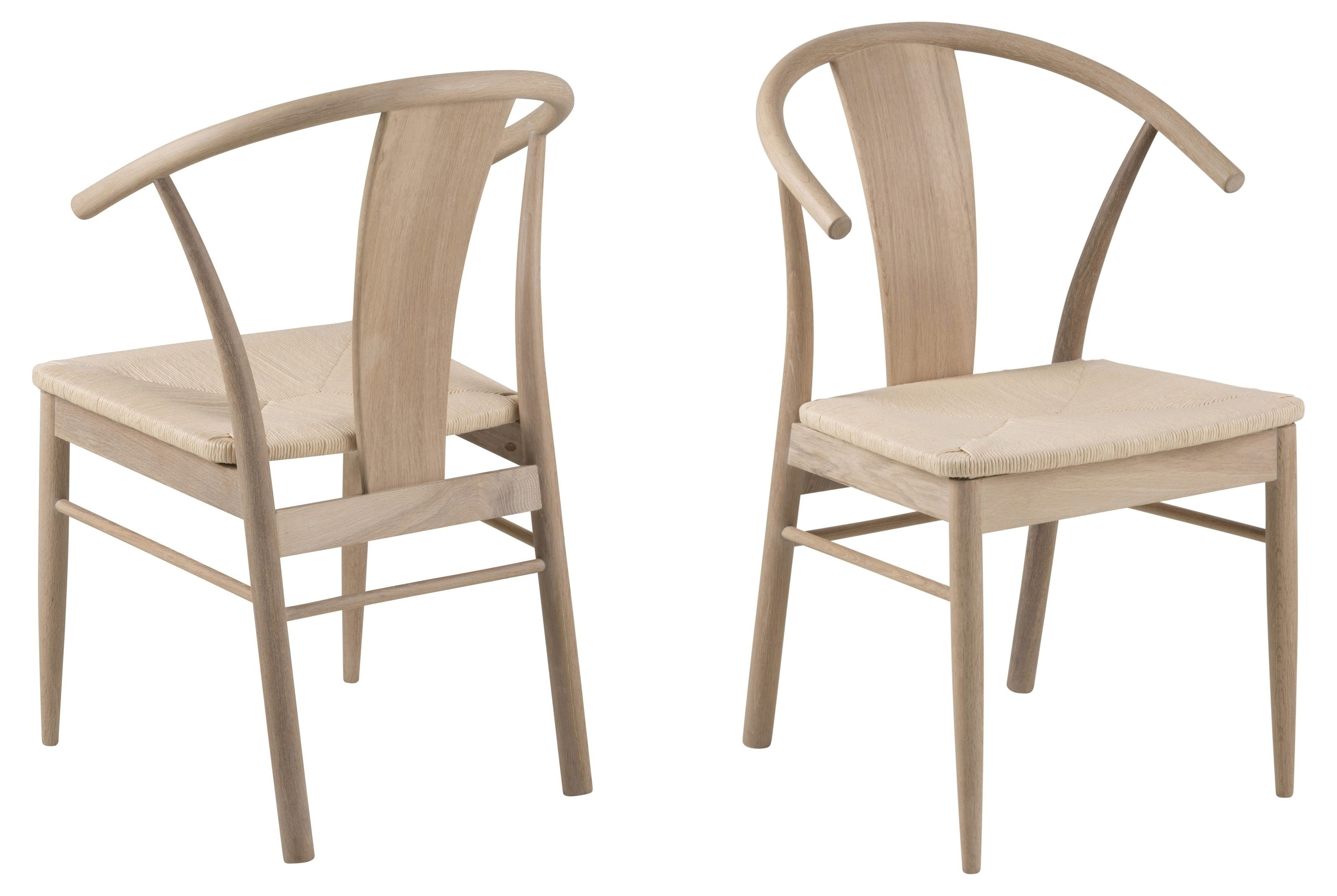 Holzstuhl (2er-Set) in Eiche weiss pigmentiert - 54x83x54 (BxHxT)