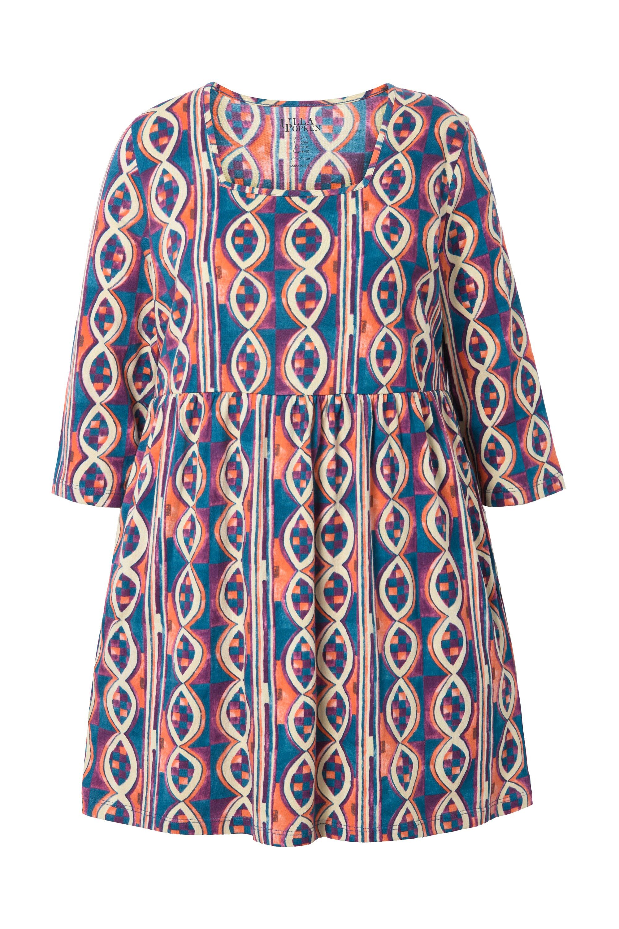 Ulla Popken Longshirt Longshirt bedruckt A-Linie V-Ausschnitt 3/4-Arm günstig online kaufen