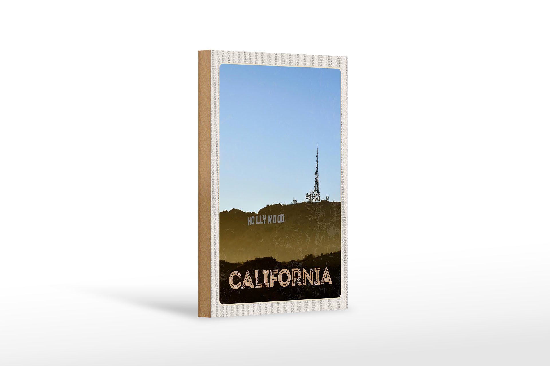 Femer GmbH Holzbild Reise 12x18 cm California Amerika Hollywood Star, (1 St), Glatte Holzfaserplatte (MDF), vorn beschichtet