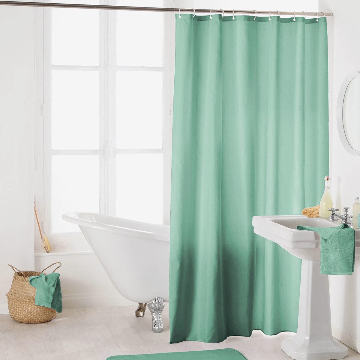 Sanixa Duschvorhang Vorhang Dusche Lindgrün 180x200 günstig online kaufen