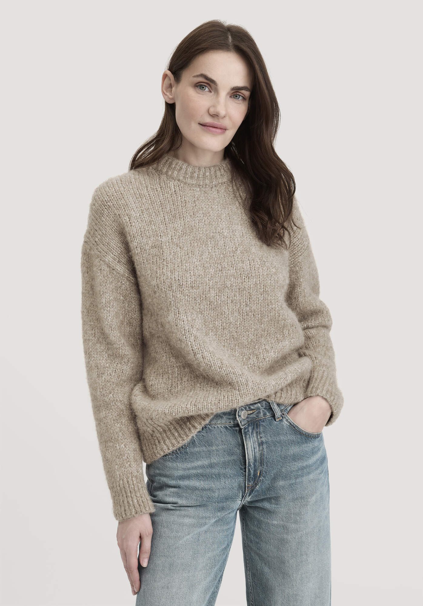 Hessnatur Strickpullover Relaxed aus Alpaka mit Bio-Baumwolle (1-tlg) günstig online kaufen