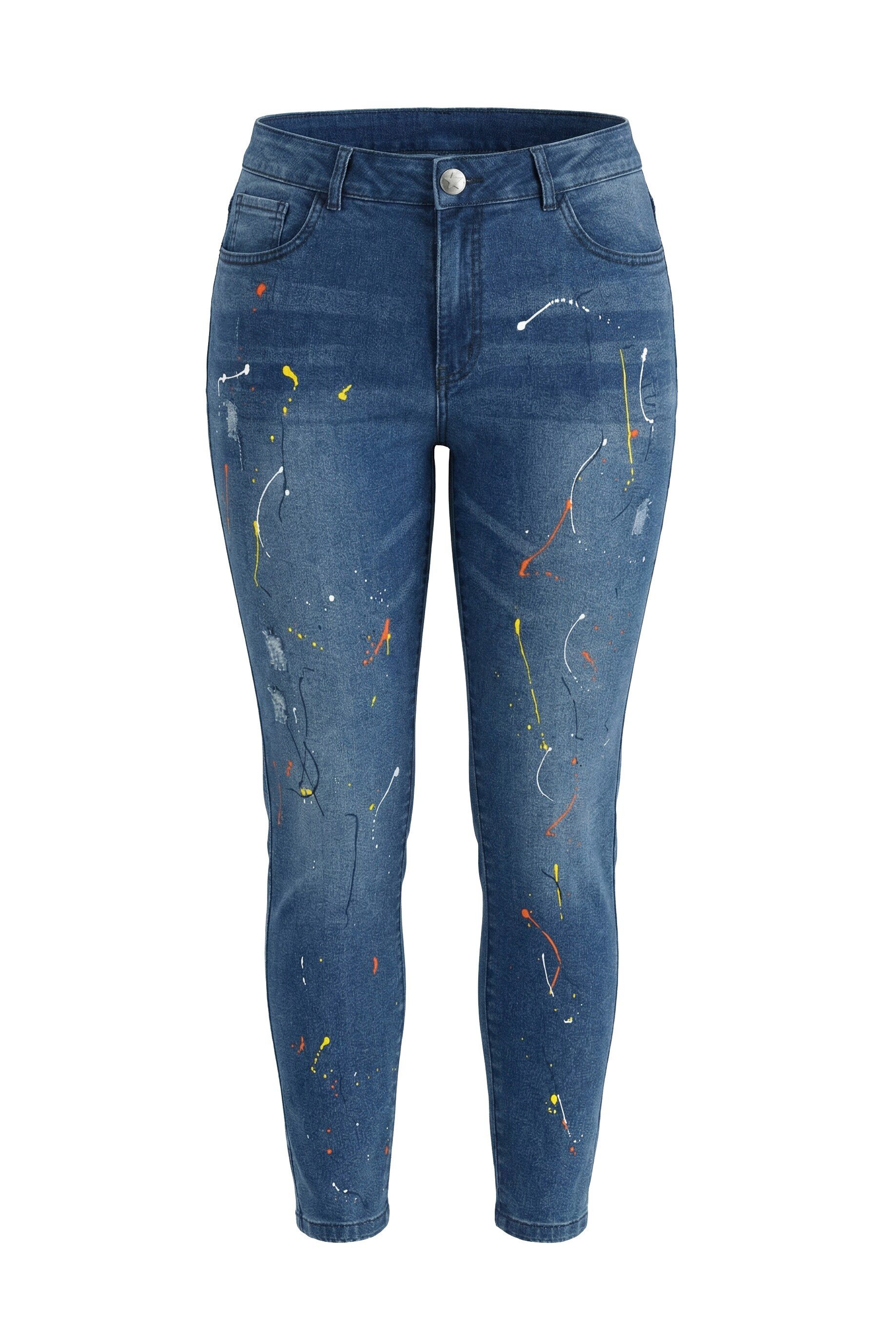Regular-fit-Jeans Jeans Emma Slim Fit 5-Pocket Farbspritzer