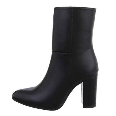 Ital-Design Damen Elegant High-Heel-Stiefelette Blockabsatz High-Heel Stiefeletten in Schwarz