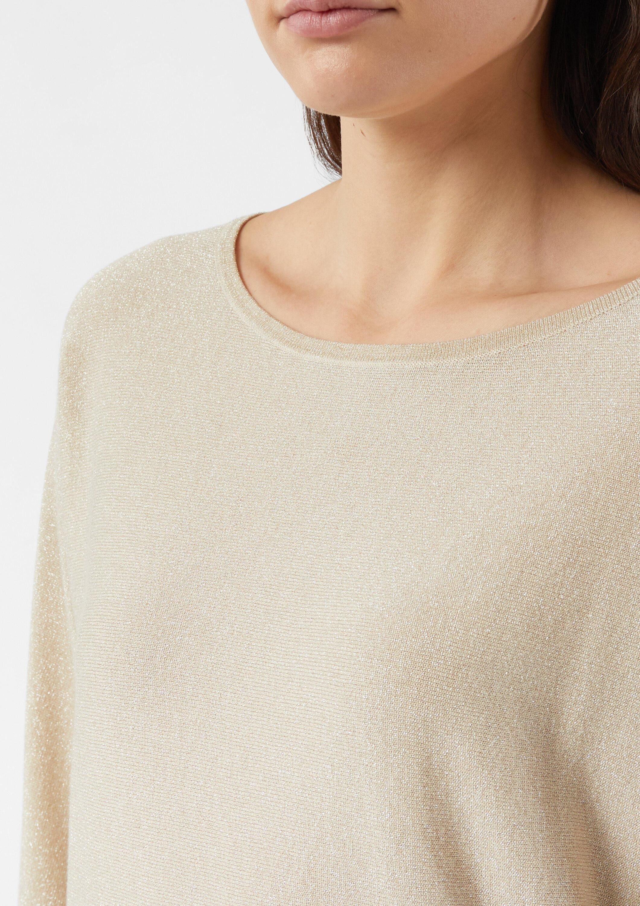 comma 3/4 Arm-Pullover Strickpullover Glitzergarn-Feinstrickpullover mit 3/4-Arm