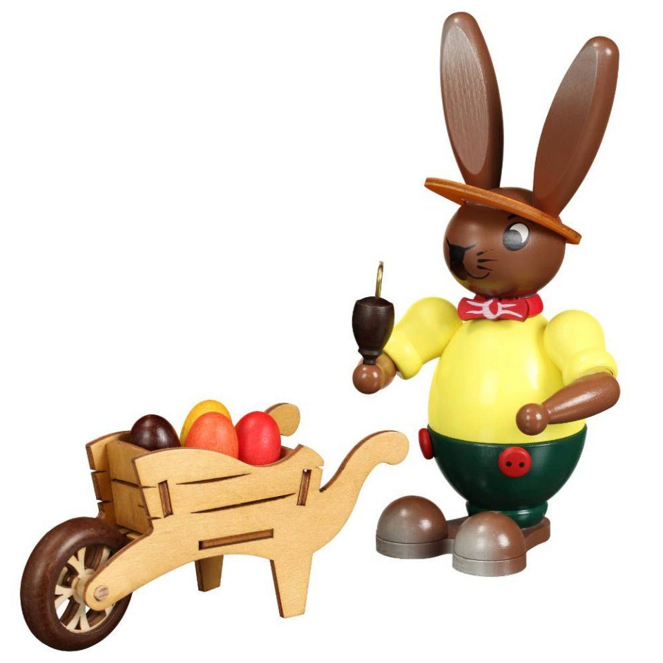 Zeidler Holzkunst Osterhase Zeidler Räucherhase mit Schubkarre, Handarbeit aus dem Erzgebirge