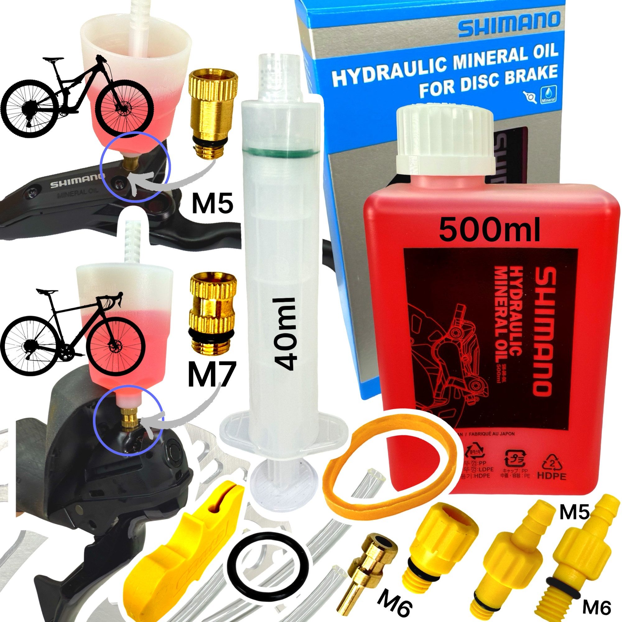 Fantic26 Fahrrad-Montageständer 500ml Shimano Mineral ÖL + Service Entlüftungs Kit Befüllbecher M5 M7